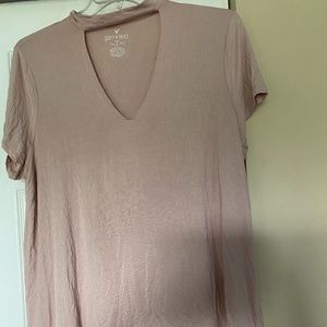Plus Size Pink Tee with Choker Neckline